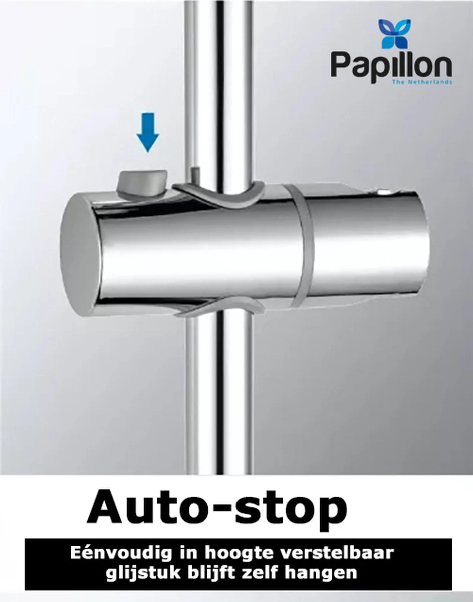 Merkloos Glijstang - Douche Glijstang - Met Zeepschaal En Glijstuk - Papillon Chroom - Afbeelding 3