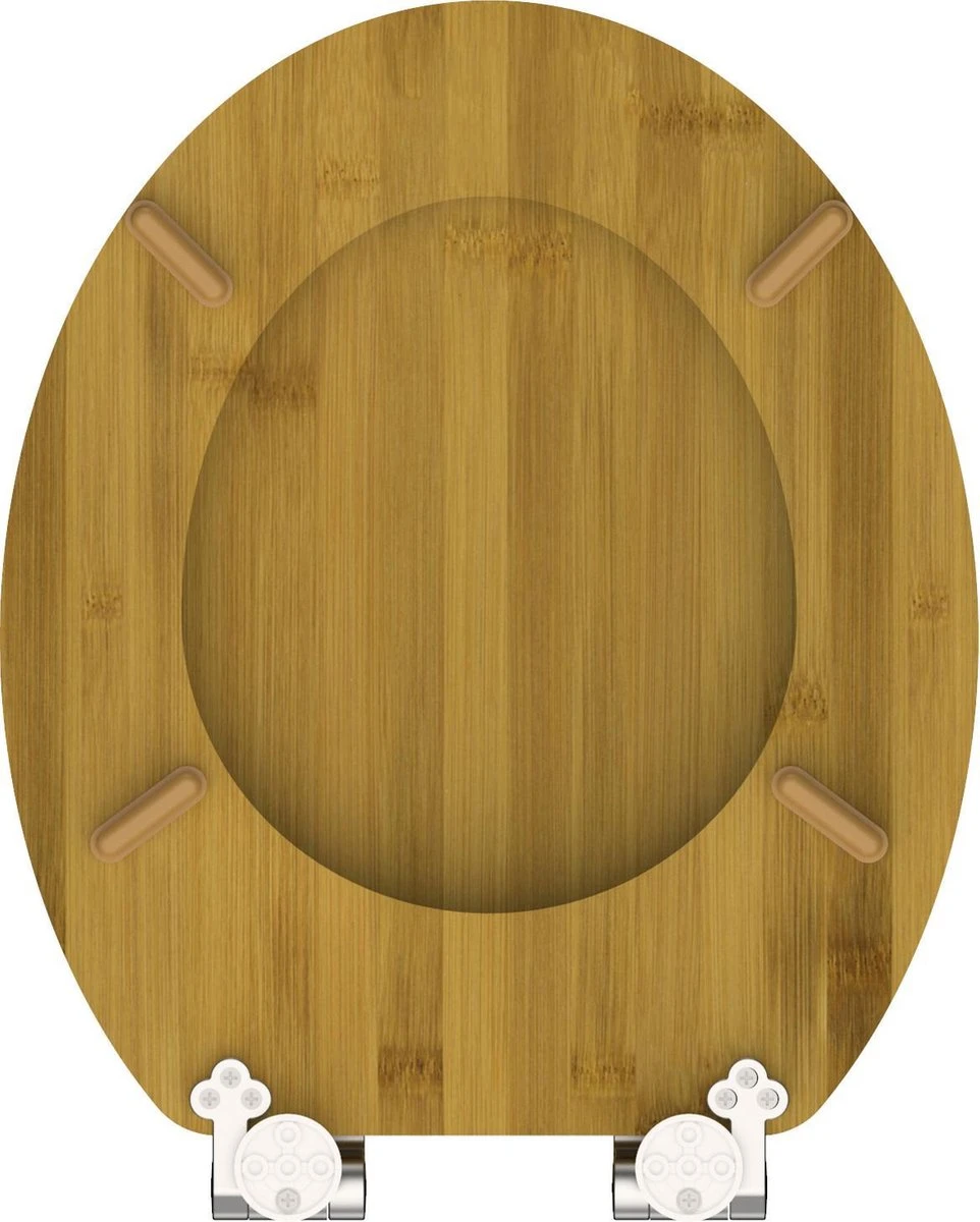 SCHÜTTE WC-Bril 81001 NATURAL BAMBOO - Massief Bamboe - Verchroomde Scharnieren - Afbeelding 4