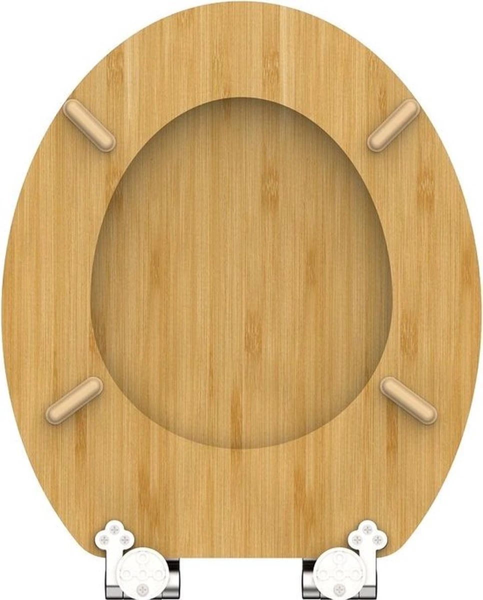 SCHÜTTE WC-Bril 81101 NATURAL BAMBOO - Massief Bamboe - Soft Close - Verchroomde Scharnieren - Afbeelding 6