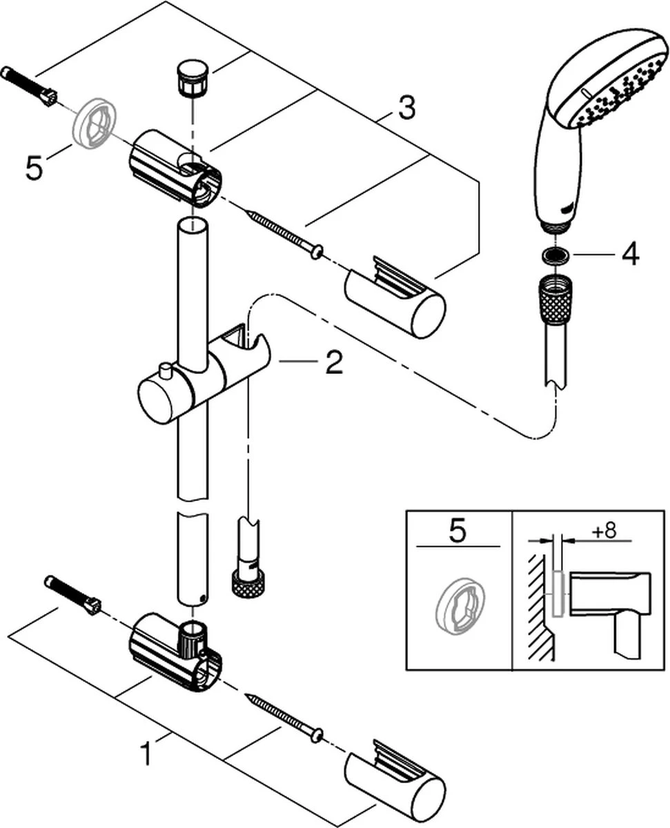 GROHE QuickFix Vitalio Start II Doucheset - Waterbesparende Handdouche - ø 10 Cm - Glijstang 60 Cm - Doucheslang 175 Cm - Afbeelding 4