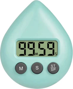 Duradis - Douchetimer - Douchewekker - Met Zuignap En Magneet - Digitaal - Instelbaar - Kunststof - Turquoise