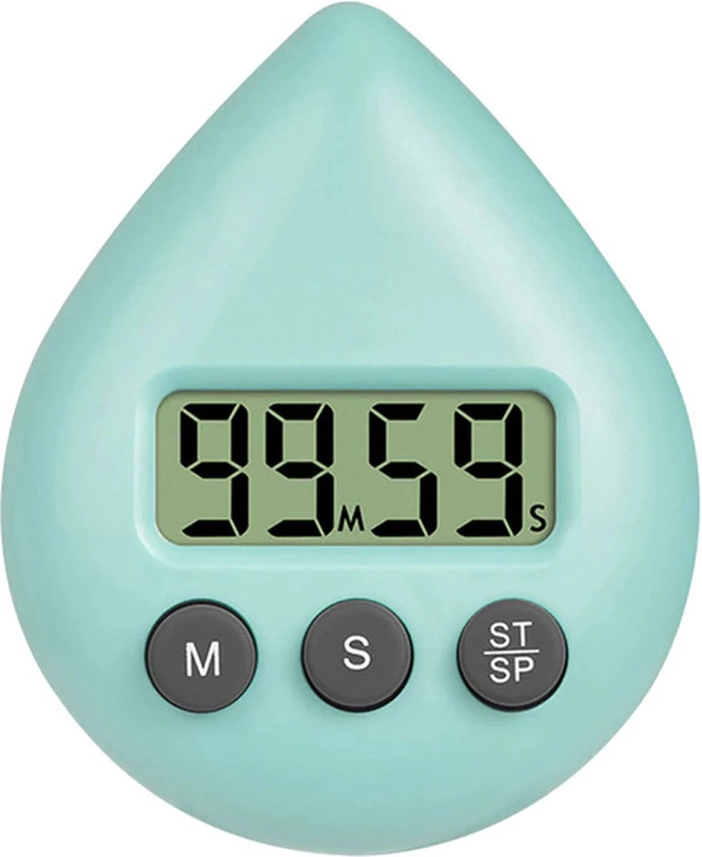 Duradis - Douchetimer - Douchewekker - Met Zuignap En Magneet - Digitaal - Instelbaar - Kunststof - Turquoise