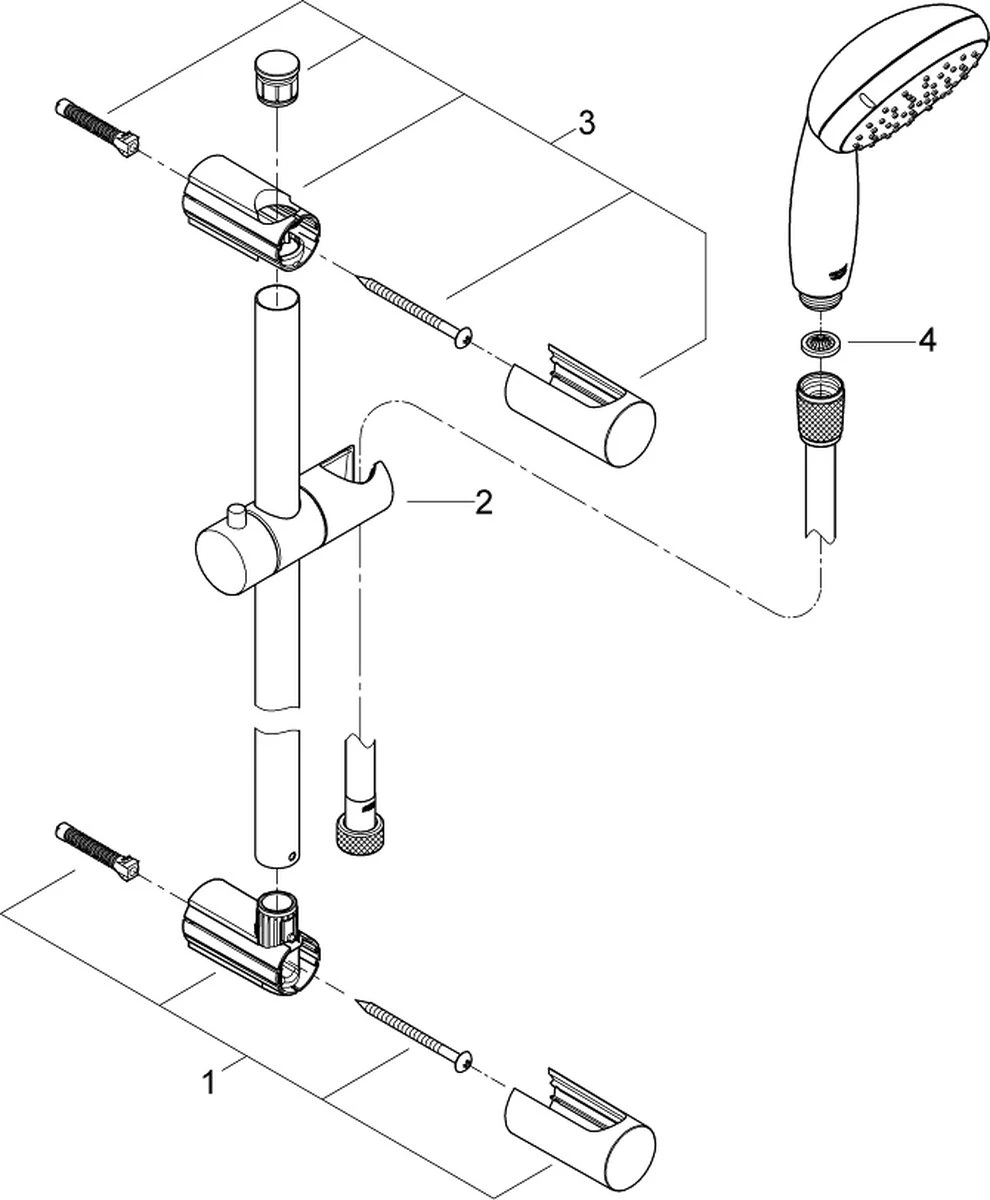 GROHE QuickFix Vitalio Start II Doucheset - Waterbesparende Handdouche - ø 10 Cm - Glijstang 60 Cm - Doucheslang 175 Cm - Afbeelding 3